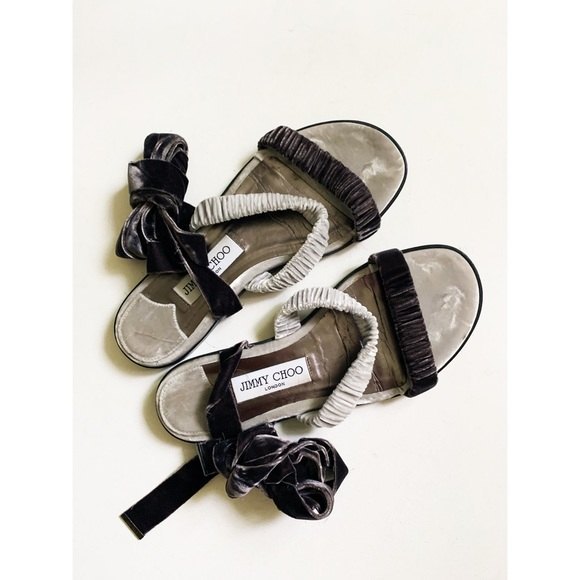Jimmy Choo Marcella Flat Sandals in Velvet Mix